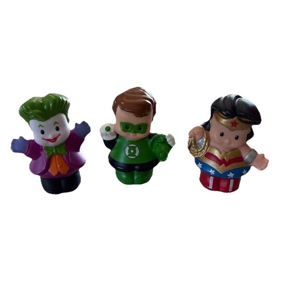Fisher Price Little People DC Comics Lot Of 3 Wonder Woman, Green Lantern, Joker - Picture 1 of 8